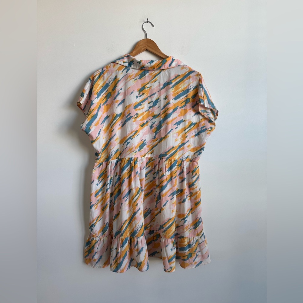 Abstract Print Button Down Mini Dress - image 3